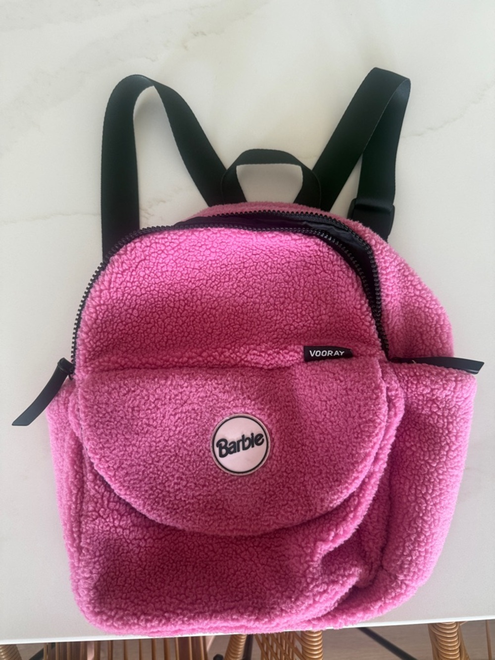 Vooray x Barbie Pink Sherpa Mini Backpack